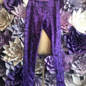 Purple and black full leg leggings